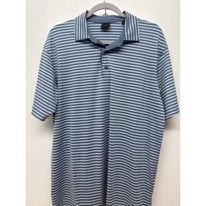 Dunning Golf Shirt Men's #165394 Medium Blue Slate Gray Striped Polo  #49‎
